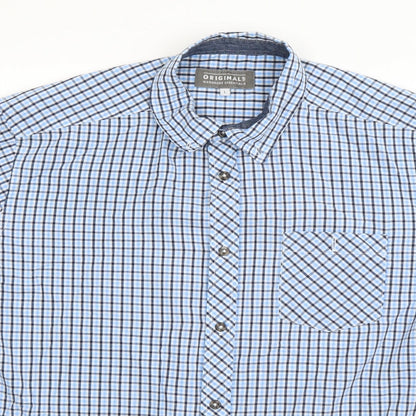 Mens UK Size L Originals Blue  Button-Up Short Sleeve Casual Shirt