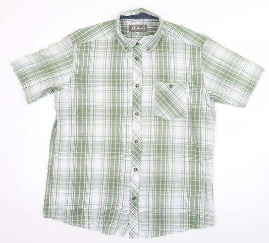 Mens UK Size L Originals Green  Button-Up Short Sleeve Casual Shirt