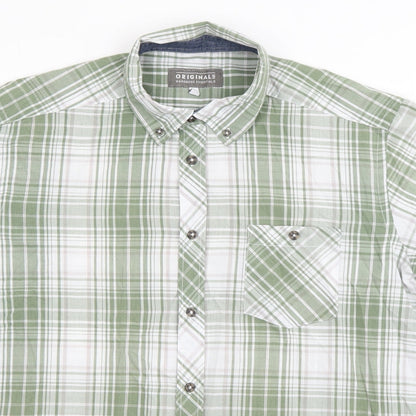 Mens UK Size L Originals Green  Button-Up Short Sleeve Casual Shirt
