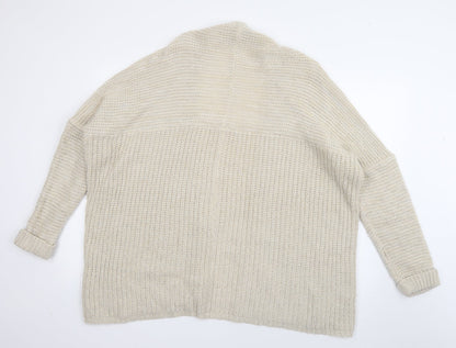 F&F Womens Ivory V-Neck  Acrylic Cardigan Jumper Size 12