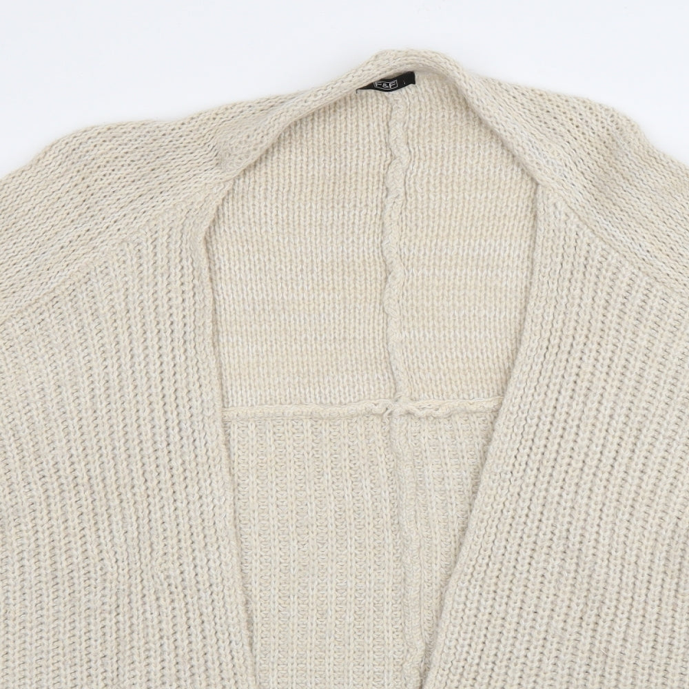 F&F Womens Ivory V-Neck  Acrylic Cardigan Jumper Size 12
