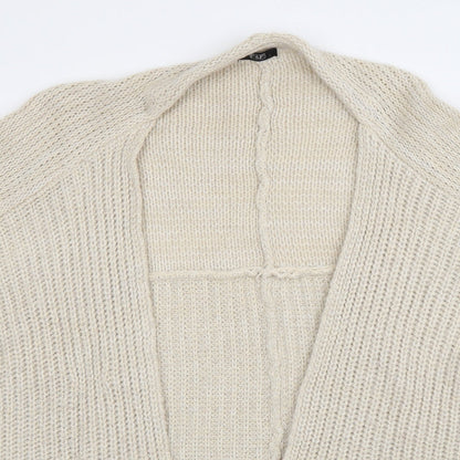 F&F Womens Ivory V-Neck  Acrylic Cardigan Jumper Size 12