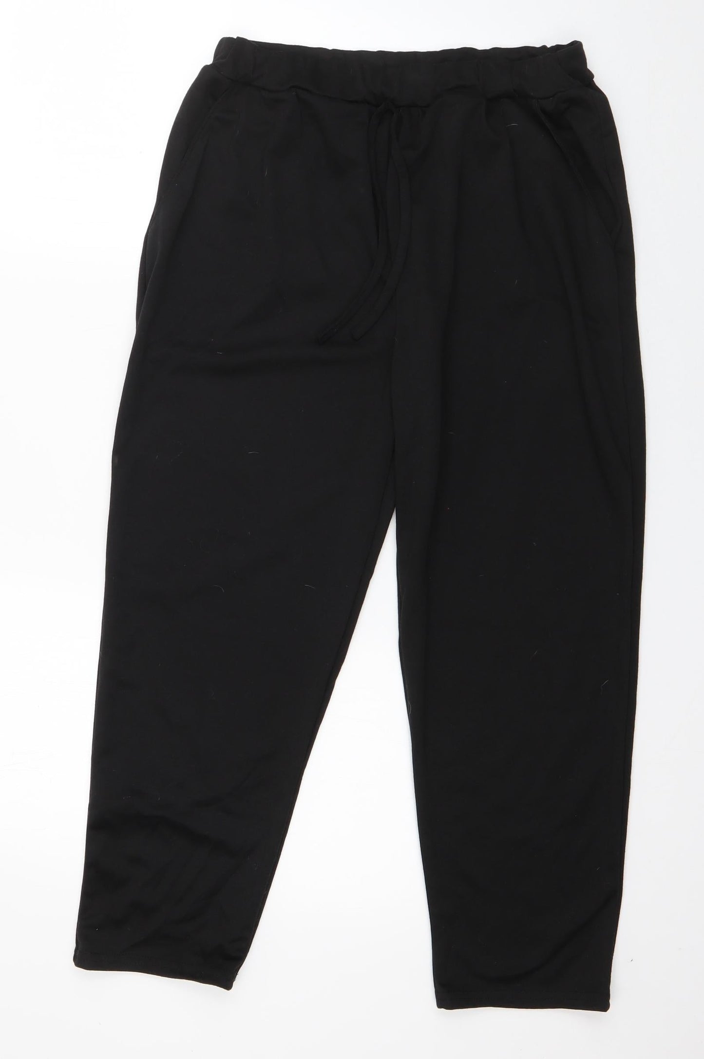 Womens UK Size M Preworn Regular Fit Jogger Black Trousers