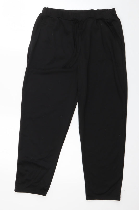 Womens UK Size M Preworn Regular Fit Jogger Black Trousers