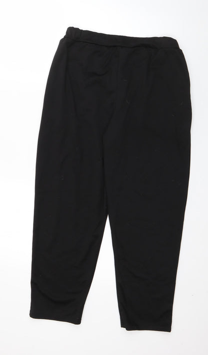 Womens UK Size M Preworn Regular Fit Jogger Black Trousers