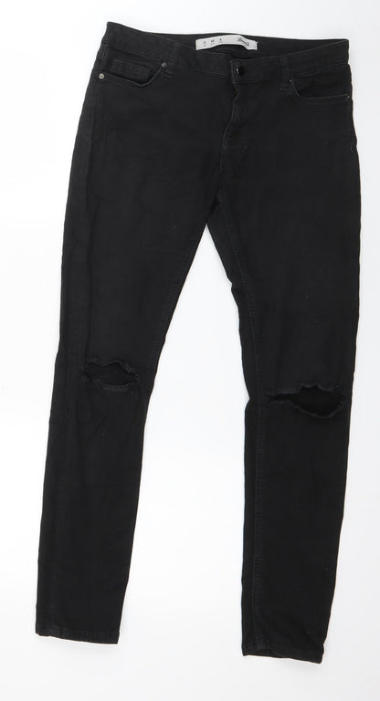 Denim & Co. Womens Black  Cotton Skinny Jeans Size 12 L27 in Regular Button