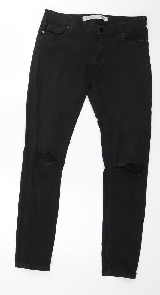 Denim & Co. Womens Black  Cotton Skinny Jeans Size 12 L27 in Regular Button