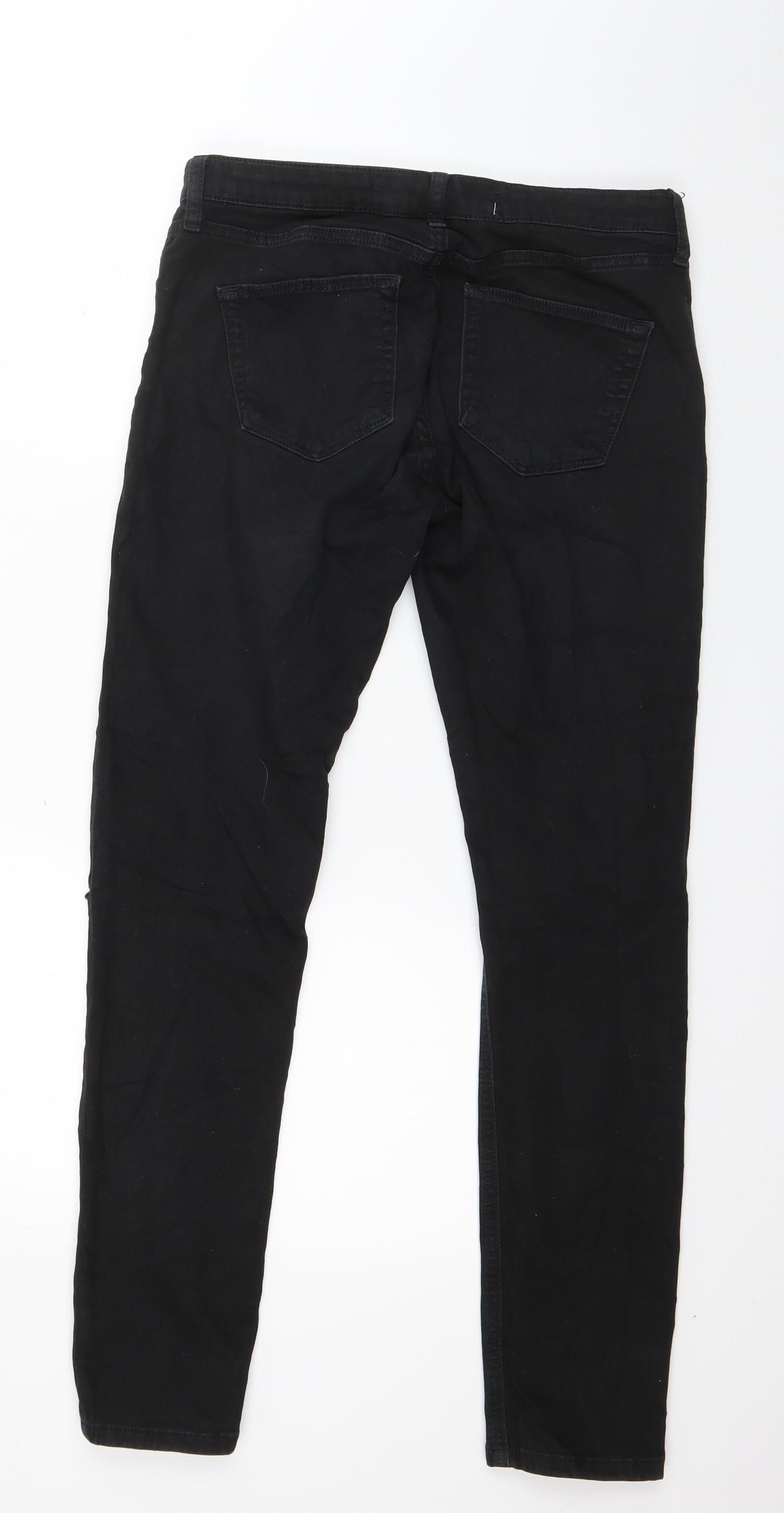 Denim & Co. Womens Black  Cotton Skinny Jeans Size 12 L27 in Regular Button