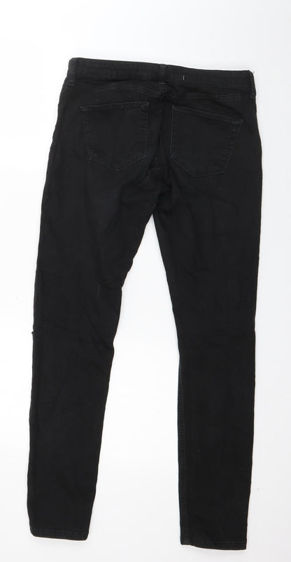 Denim & Co. Womens Black  Cotton Skinny Jeans Size 12 L27 in Regular Button