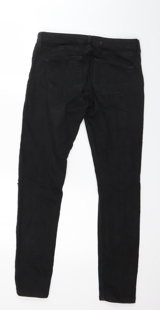 Denim & Co. Womens Black  Cotton Skinny Jeans Size 12 L27 in Regular Button