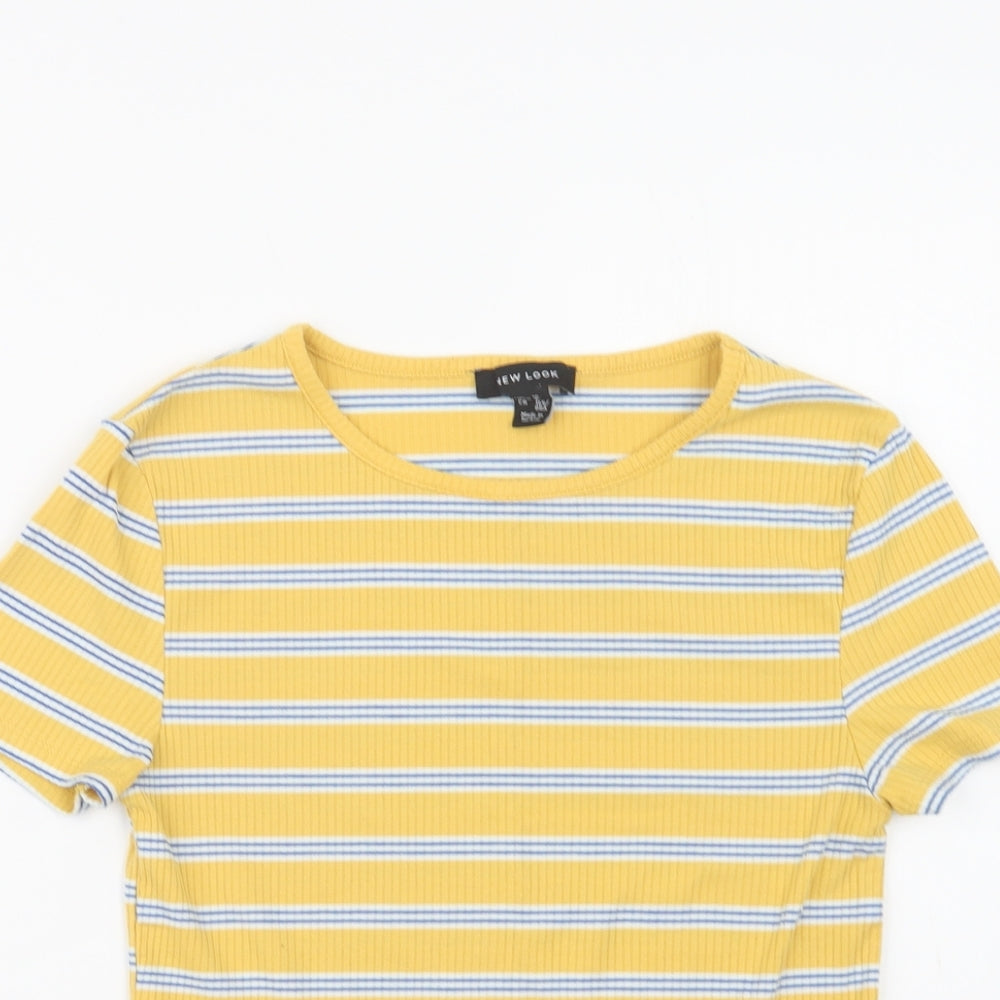 Womens UK Size 10 New Look Yellow Basic Blouse