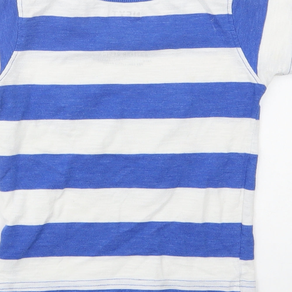 NEXT Baby Blue Striped Cotton Basic T-Shirt Size 9-12 Months Crew Neck