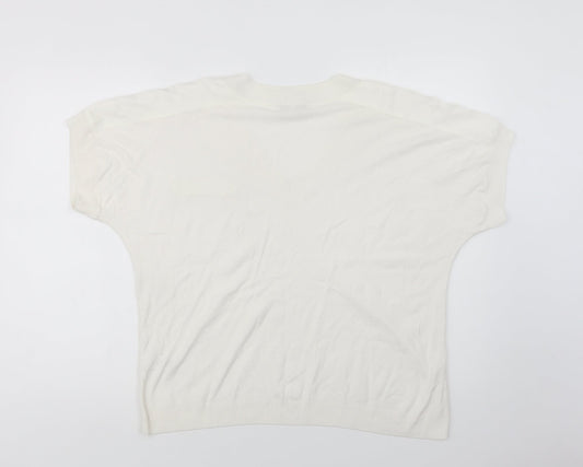 Womens UK Size L NEXT White Pullover Jumper