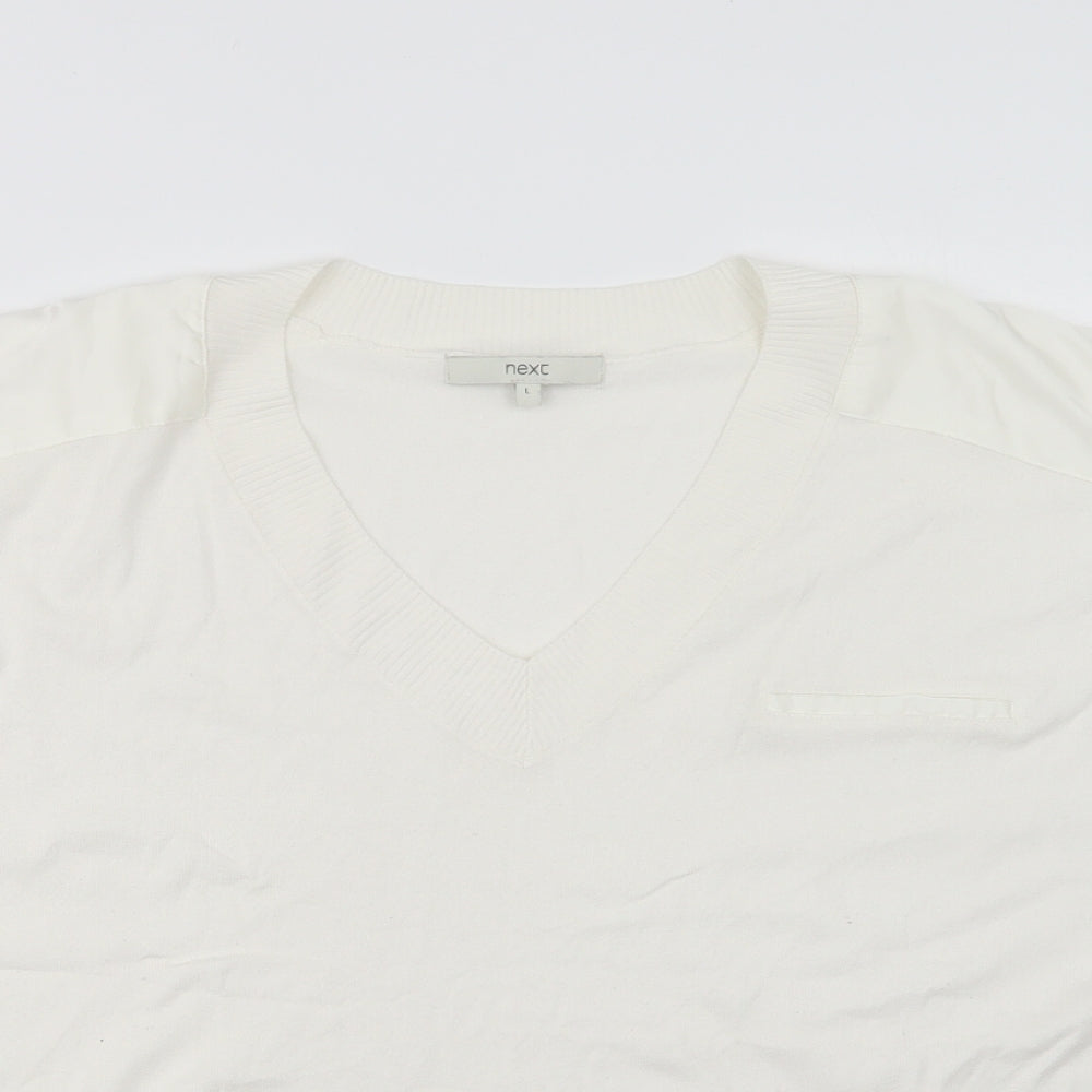 Womens UK Size L NEXT White Pullover Jumper
