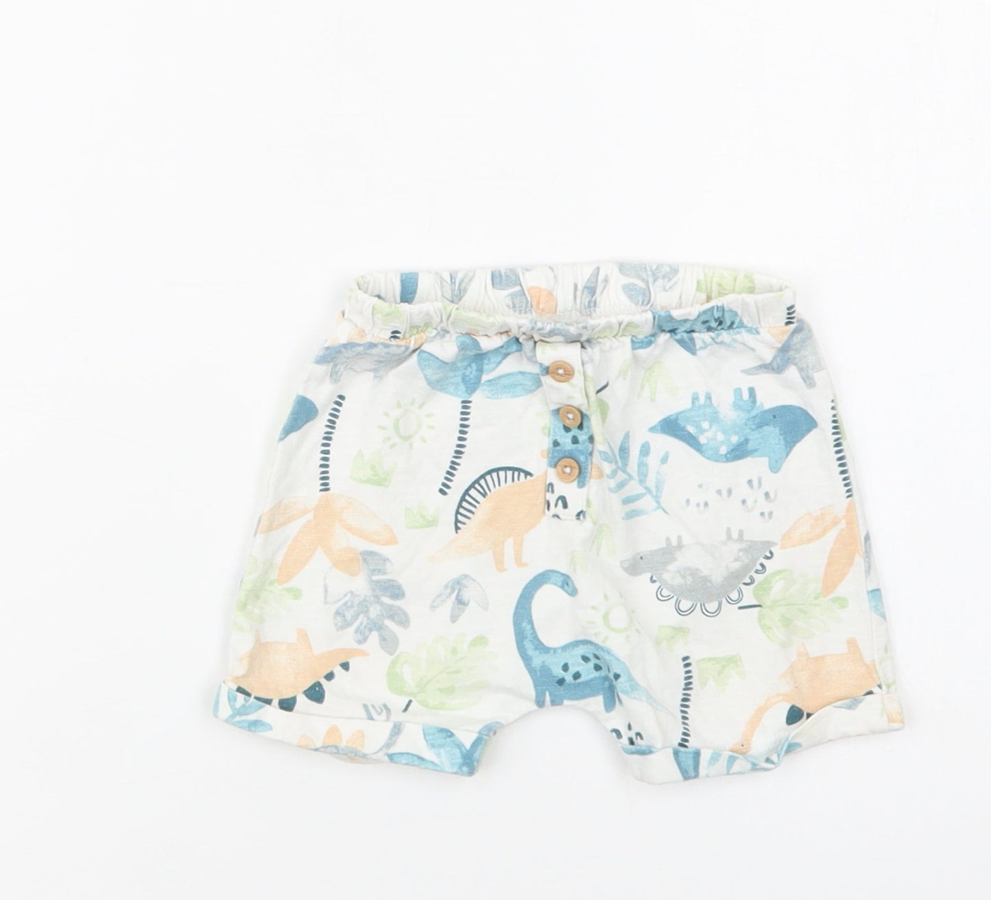 TU Baby White Floral Cotton Cropped Trousers Size 9-12 Months   - Dinosaurs