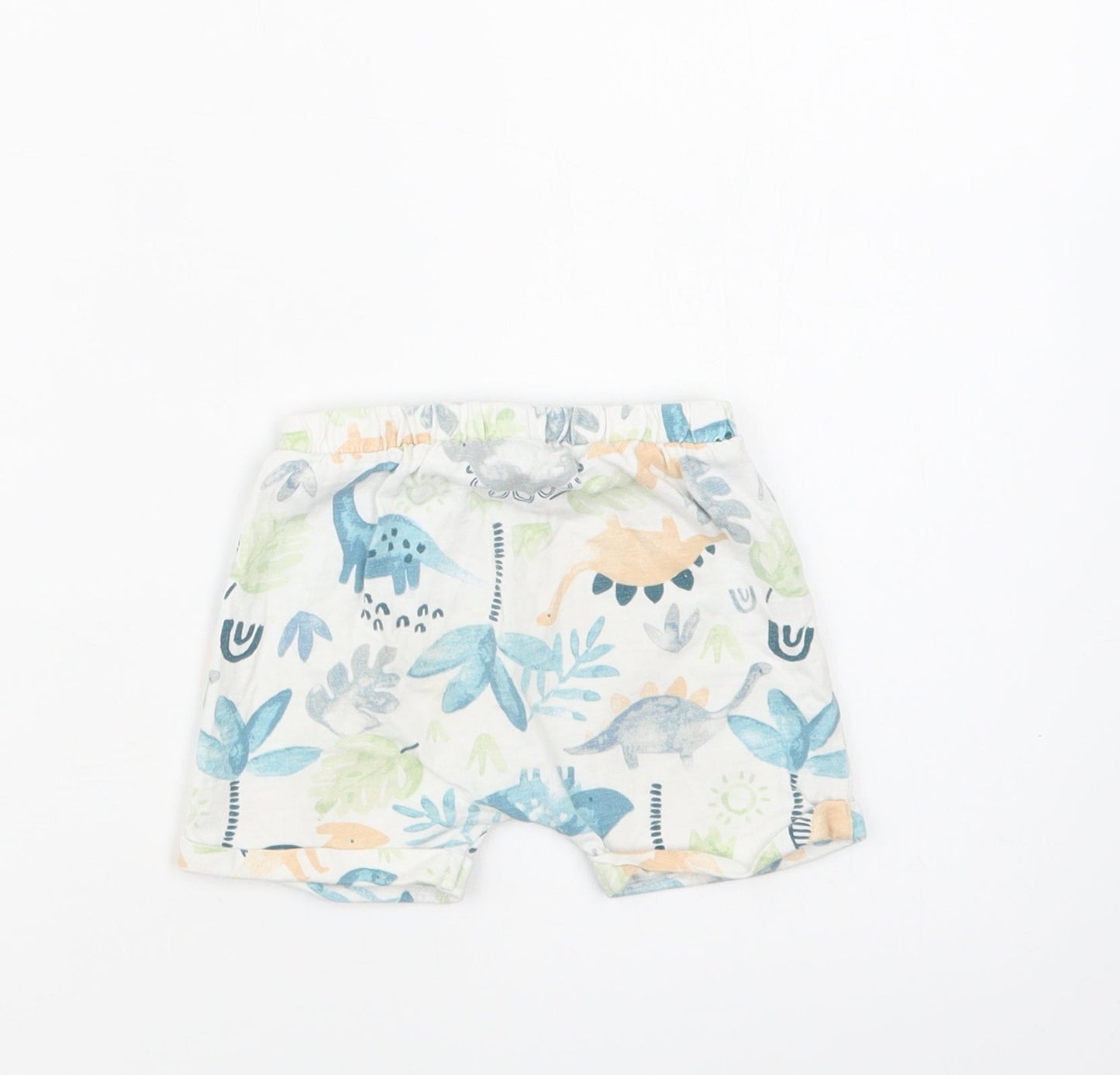 TU Baby White Floral Cotton Cropped Trousers Size 9-12 Months   - Dinosaurs
