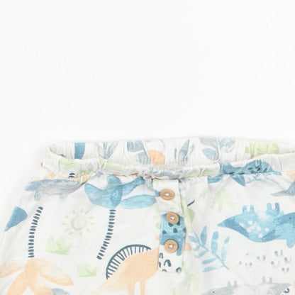 TU Baby White Floral Cotton Cropped Trousers Size 9-12 Months   - Dinosaurs