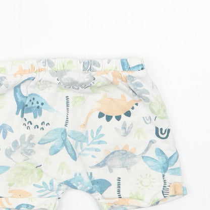 TU Baby White Floral Cotton Cropped Trousers Size 9-12 Months   - Dinosaurs