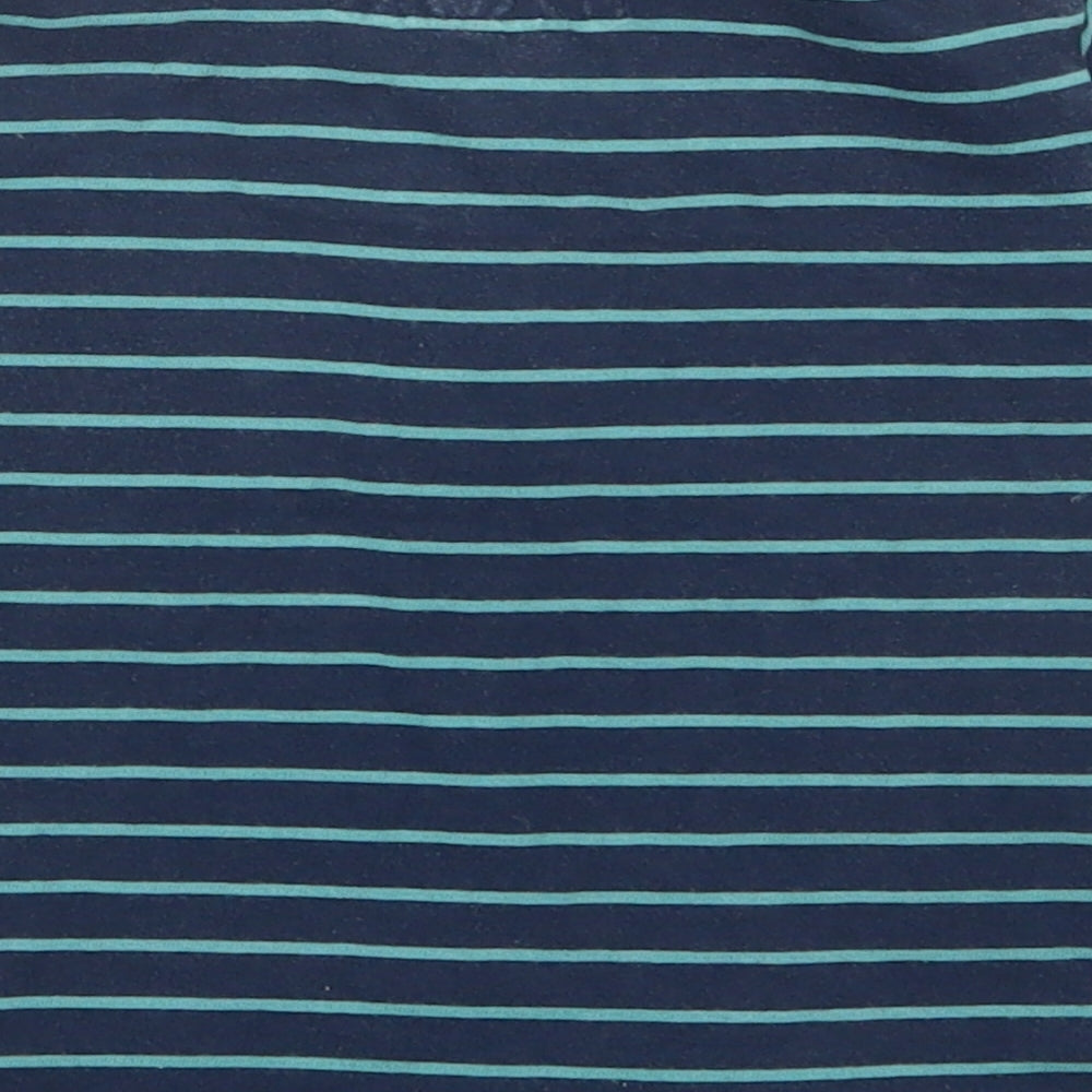 Brand and care label for H&M Baby Green Striped Cotton Basic Polo, size 9-12, Months Collared Button