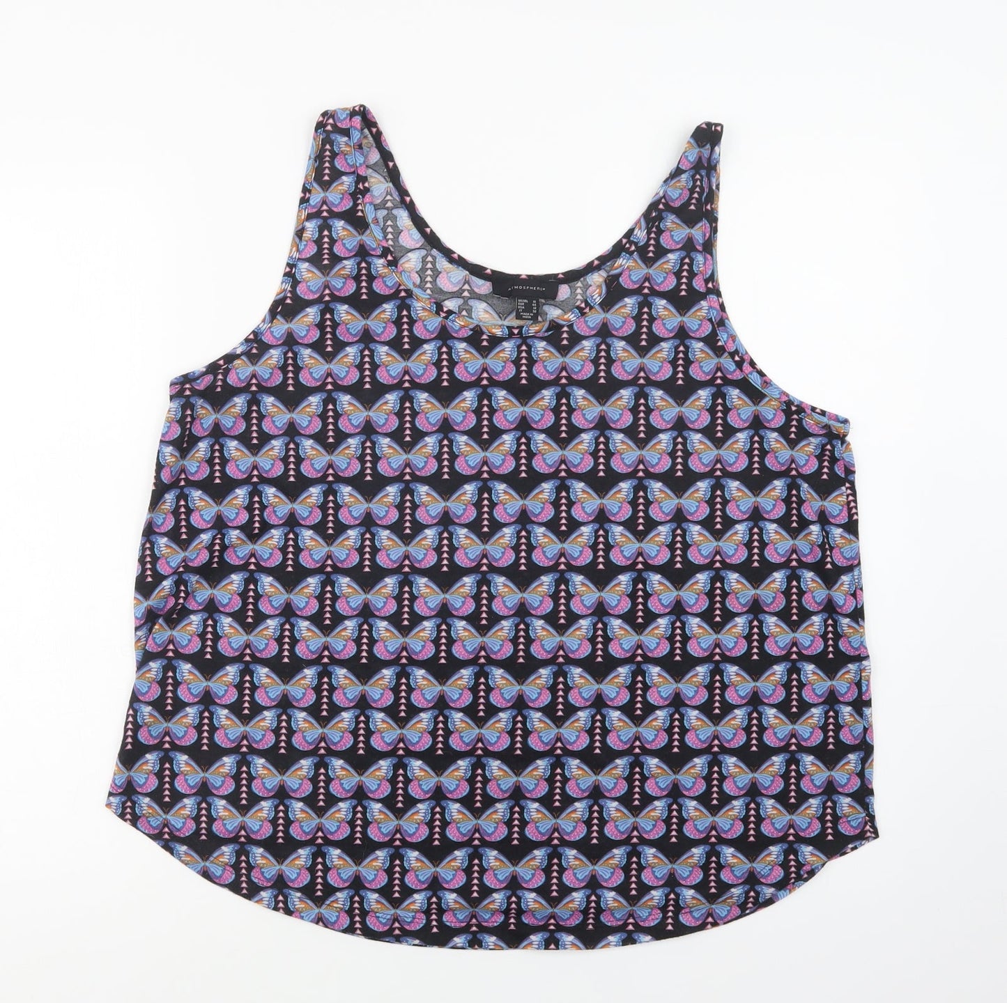 Primark Womens Black Geometric Polyester Basic Tank Size 18 Scoop Neck - Butterfly Print