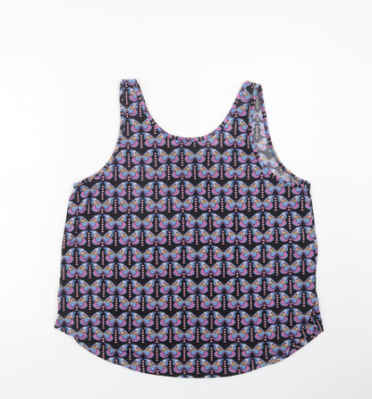 Primark Womens Black Geometric Polyester Basic Tank Size 18 Scoop Neck - Butterfly Print