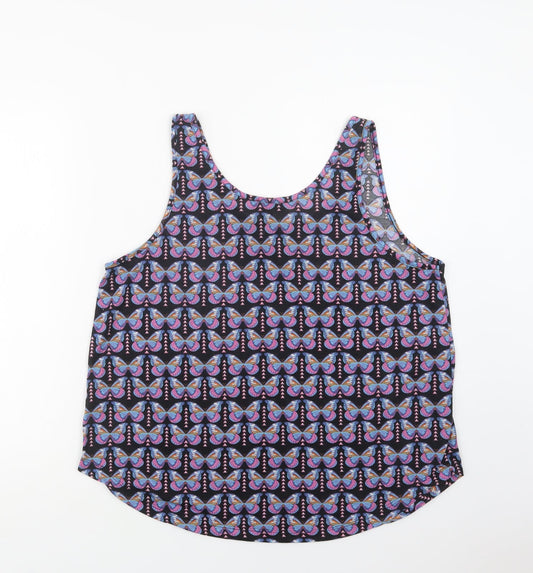 Primark Womens Black Geometric Polyester Basic Tank Size 18 Scoop Neck - Butterfly Print