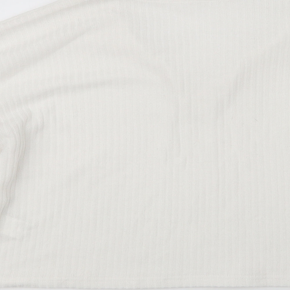 SheIn Womens White Collared  Polyester Pullover Jumper Size L