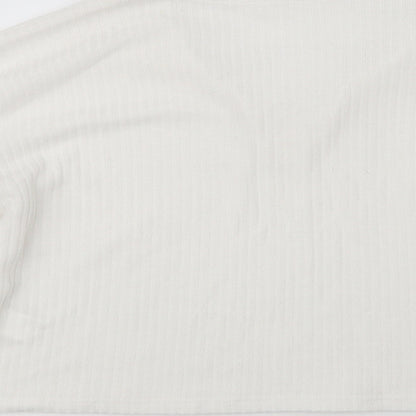 SheIn Womens White Collared  Polyester Pullover Jumper Size L