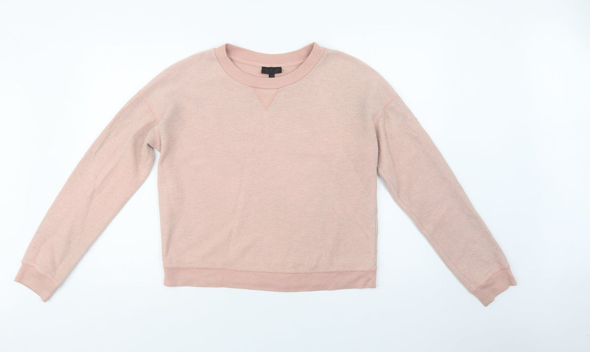 Additional front view of Topshop women’s pink cotton pullover sweatshirt, size UK 6
