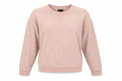 Front view of Topshop women’s pink cotton pullover sweatshirt, size UK 6