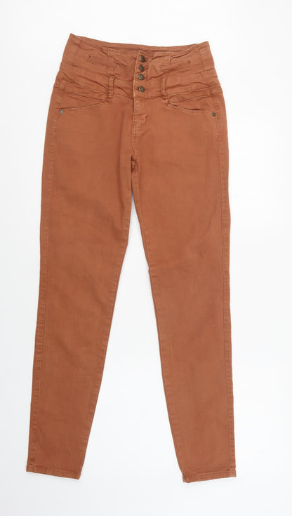 Yes Yes Womens Brown  Cotton Skinny Jeans Size 10 L32 in Regular Button
