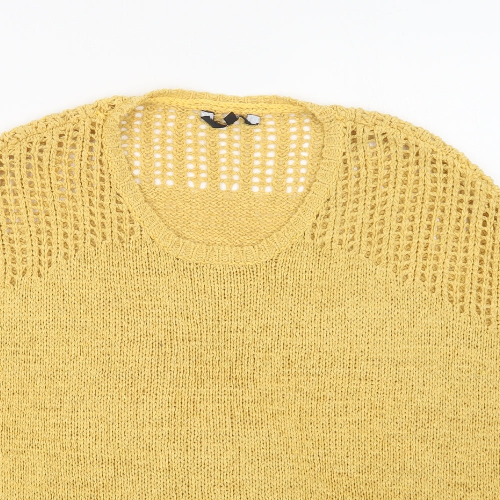 Womens UK Size S Preworn Yellow Pullover Jumper