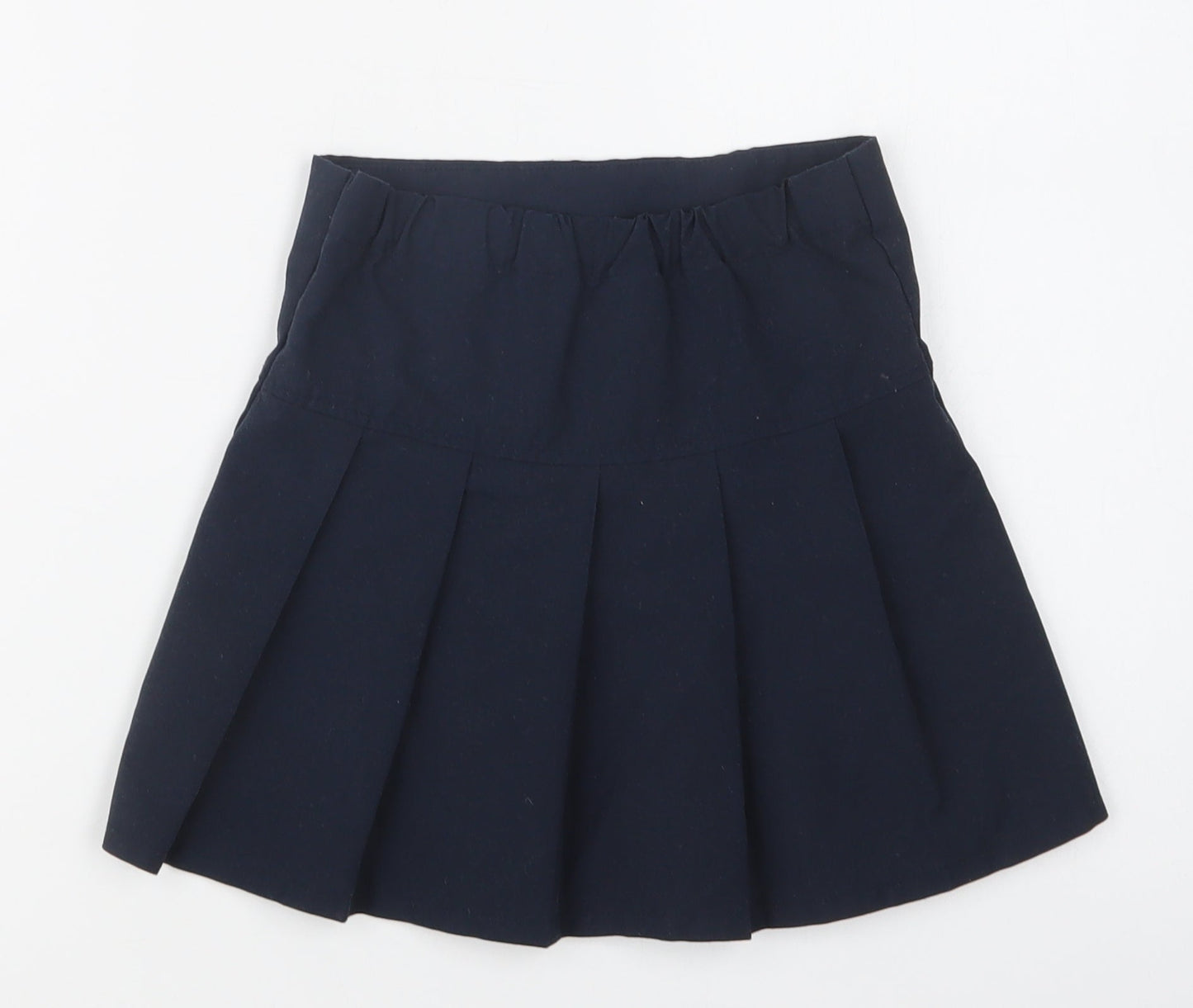 M&S Girls Blue  Polyester Pleated Skirt Size 4-5 Years  Regular  - School Wear