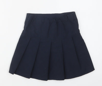 M&S Girls Blue  Polyester Pleated Skirt Size 4-5 Years  Regular  - School Wear