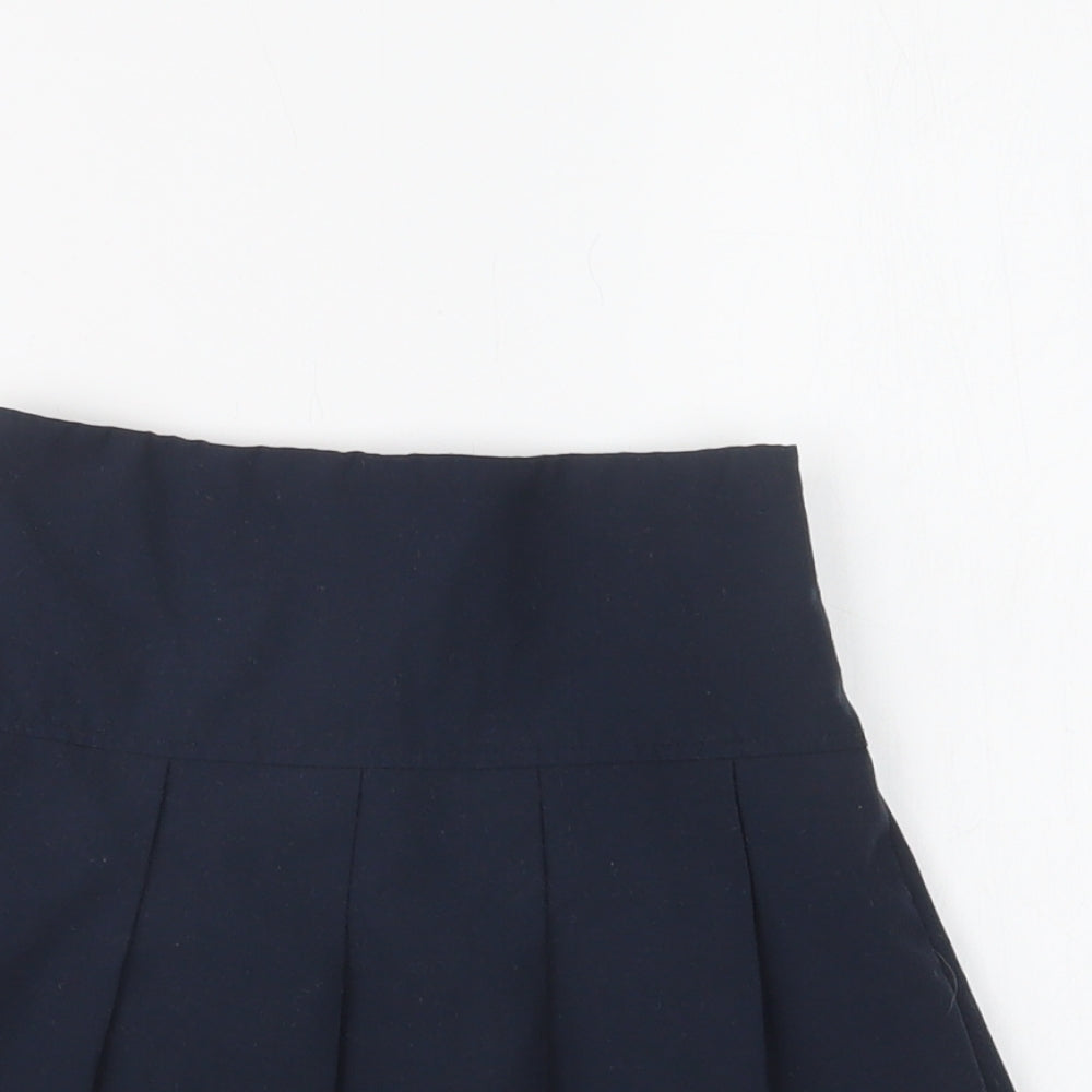 M&S Girls Blue  Polyester Pleated Skirt Size 4-5 Years  Regular  - School Wear