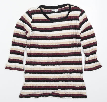 FF Girls Multicoloured Round Neck Striped Polyester Pullover Jumper Size 10-11 Years  Pullover