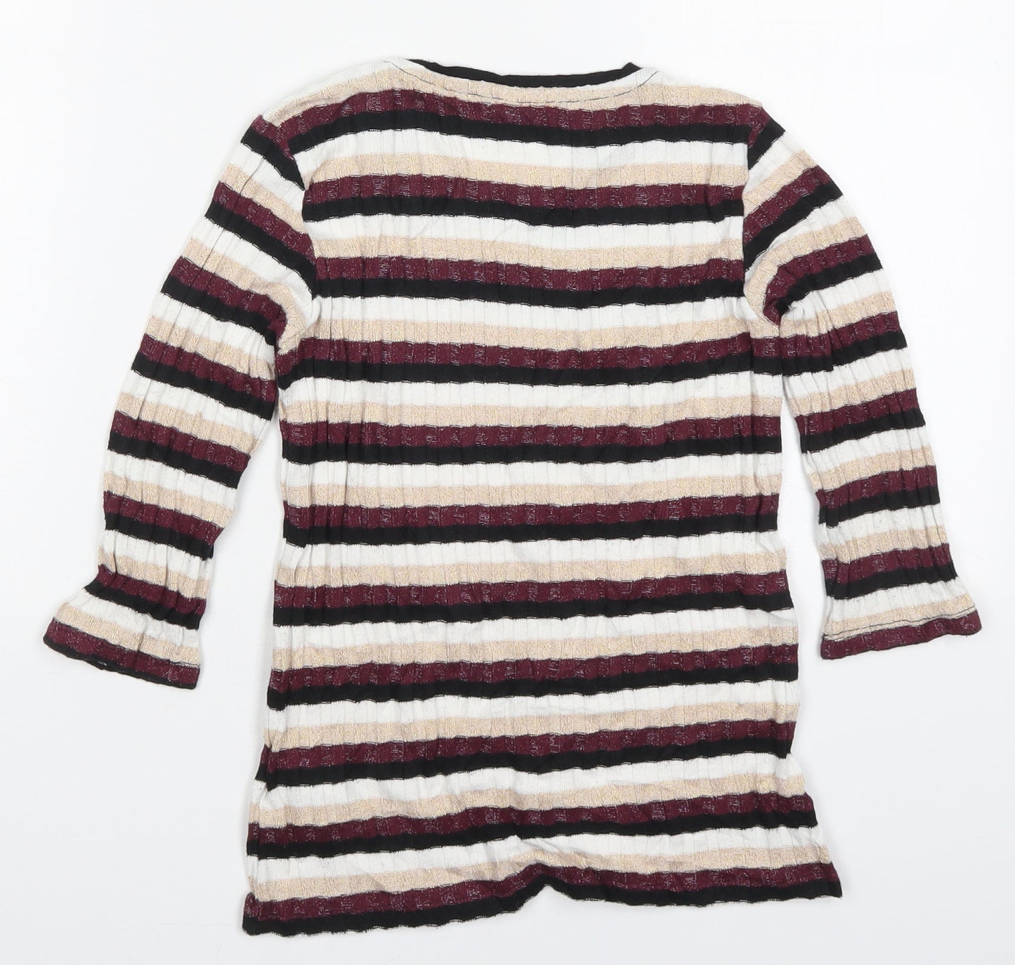 FF Girls Multicoloured Round Neck Striped Polyester Pullover Jumper Size 10-11 Years  Pullover