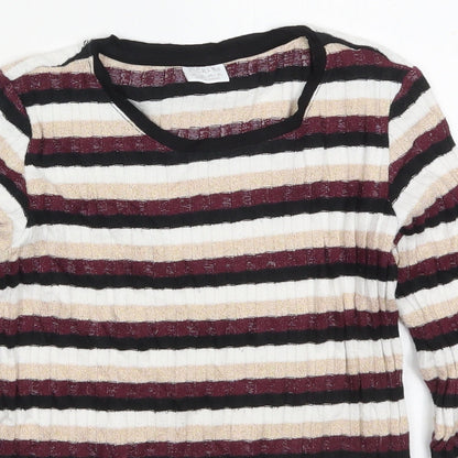 FF Girls Multicoloured Round Neck Striped Polyester Pullover Jumper Size 10-11 Years  Pullover