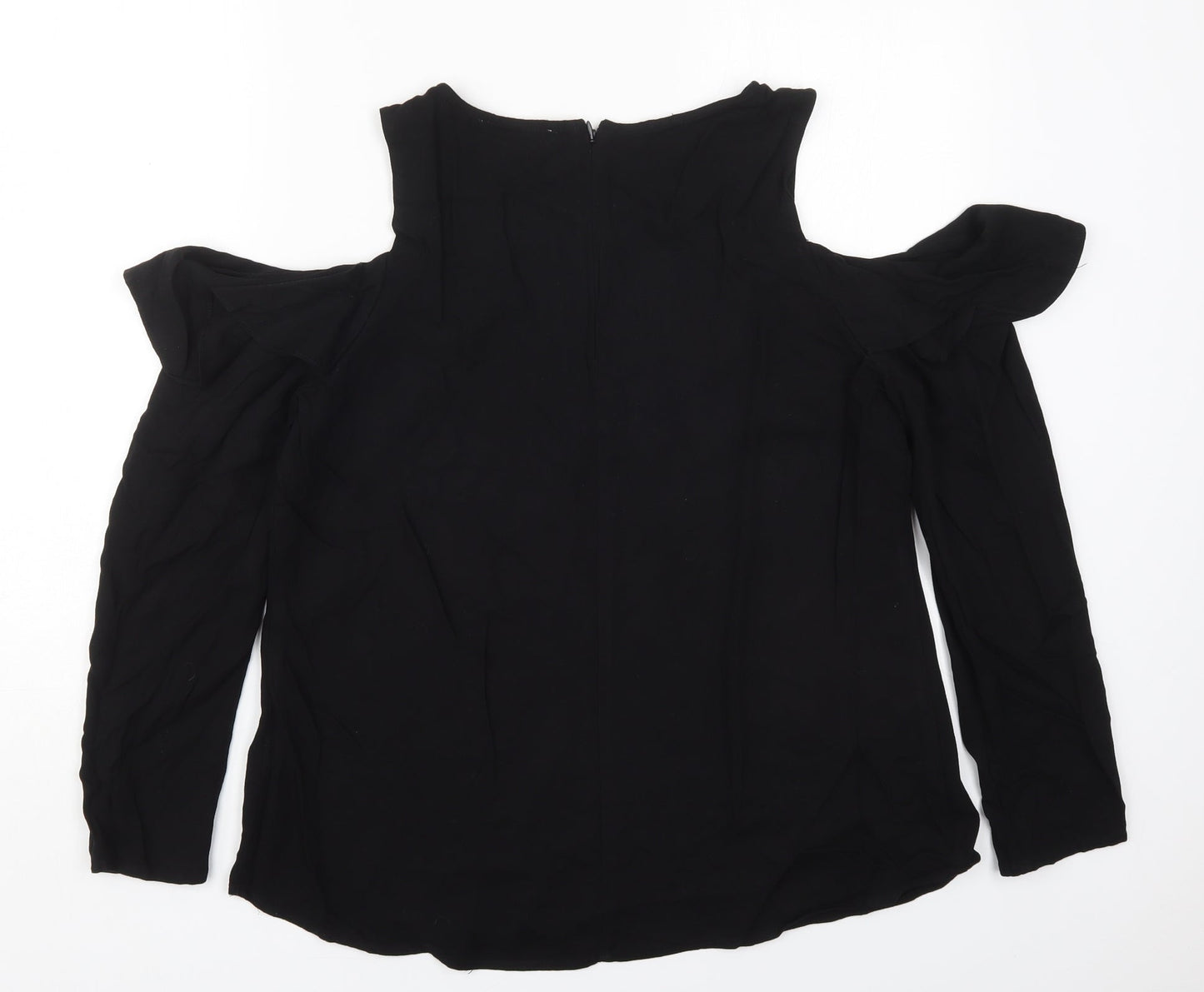Just Fab Womens Black  Viscose Basic Blouse Size XL Round Neck