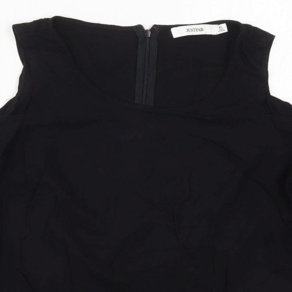 Just Fab Womens Black  Viscose Basic Blouse Size XL Round Neck