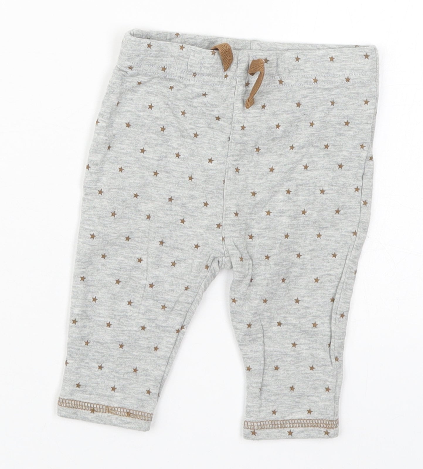 NEXT Baby Grey Geometric Cotton Sweatpants Trousers Size 0-3 Months  Drawstring - Stars