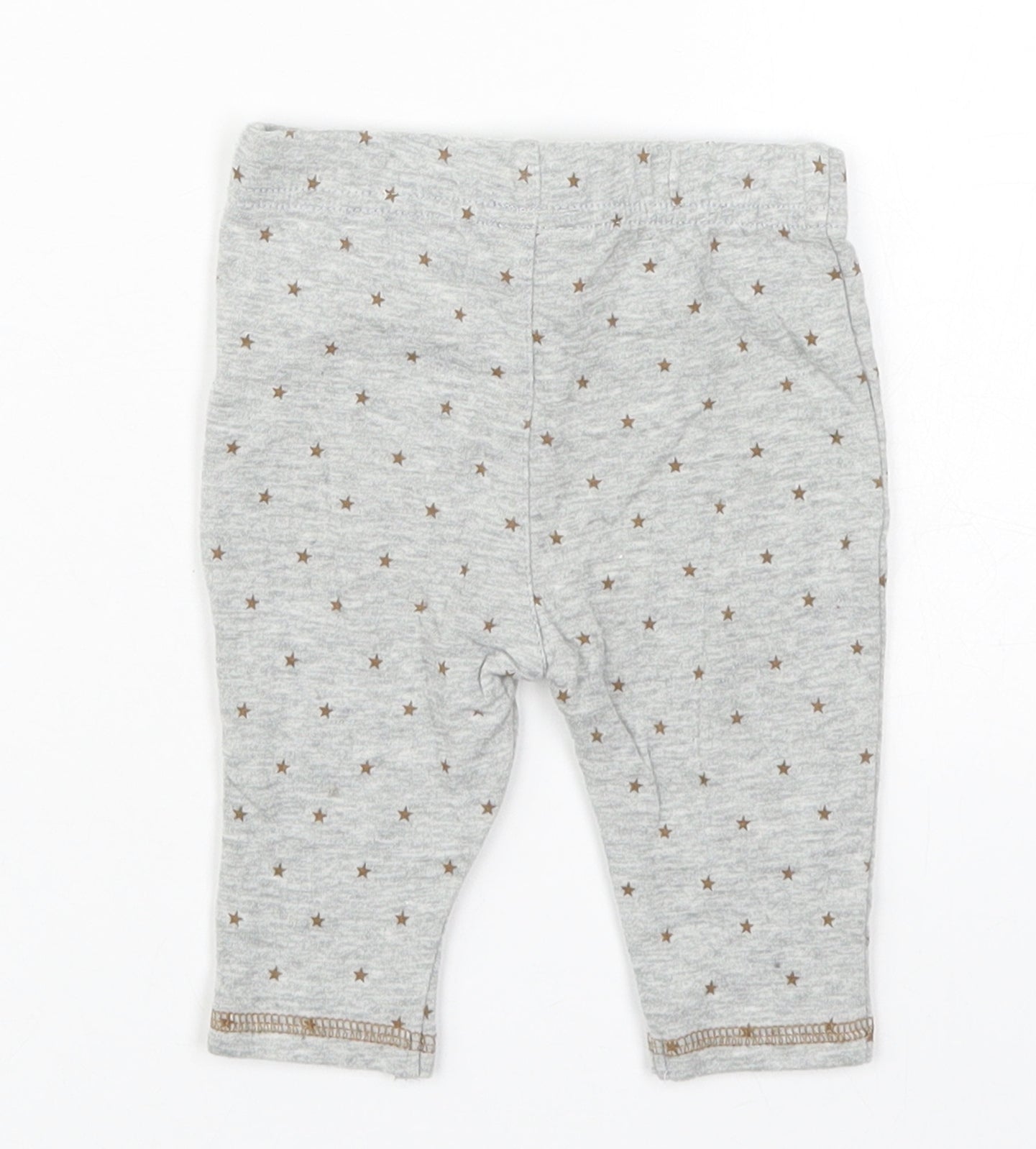NEXT Baby Grey Geometric Cotton Sweatpants Trousers Size 0-3 Months  Drawstring - Stars