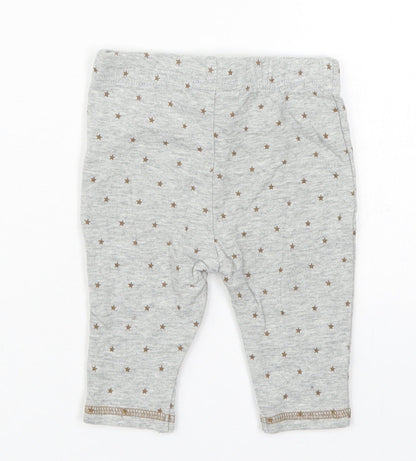 NEXT Baby Grey Geometric Cotton Sweatpants Trousers Size 0-3 Months  Drawstring - Stars