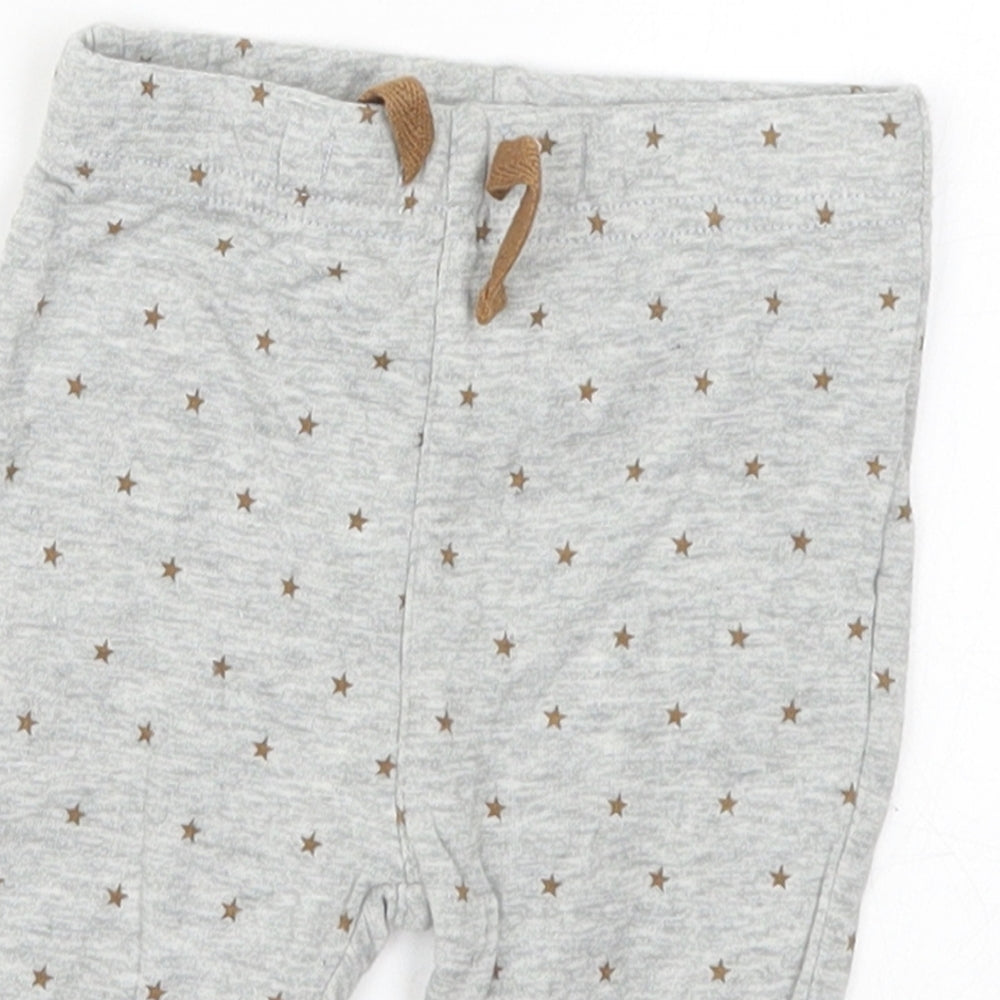 NEXT Baby Grey Geometric Cotton Sweatpants Trousers Size 0-3 Months  Drawstring - Stars