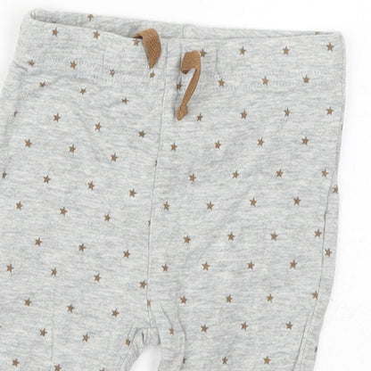 NEXT Baby Grey Geometric Cotton Sweatpants Trousers Size 0-3 Months  Drawstring - Stars