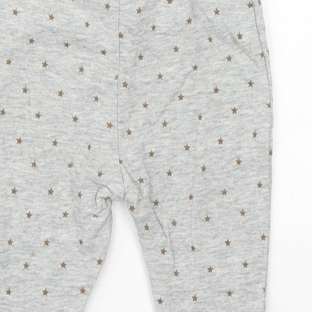 NEXT Baby Grey Geometric Cotton Sweatpants Trousers Size 0-3 Months  Drawstring - Stars