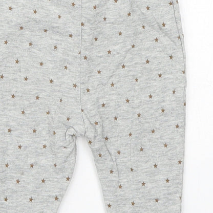 NEXT Baby Grey Geometric Cotton Sweatpants Trousers Size 0-3 Months  Drawstring - Stars