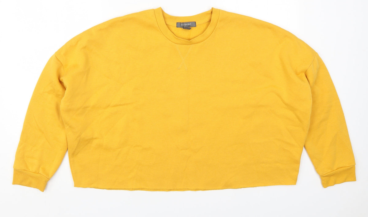 Additional front view of Primark women’s yellow cotton pullover sweatshirt, size UK 12, pullover