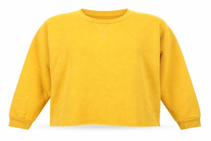 Front view of Primark women’s yellow cotton pullover sweatshirt, size UK 12, pullover