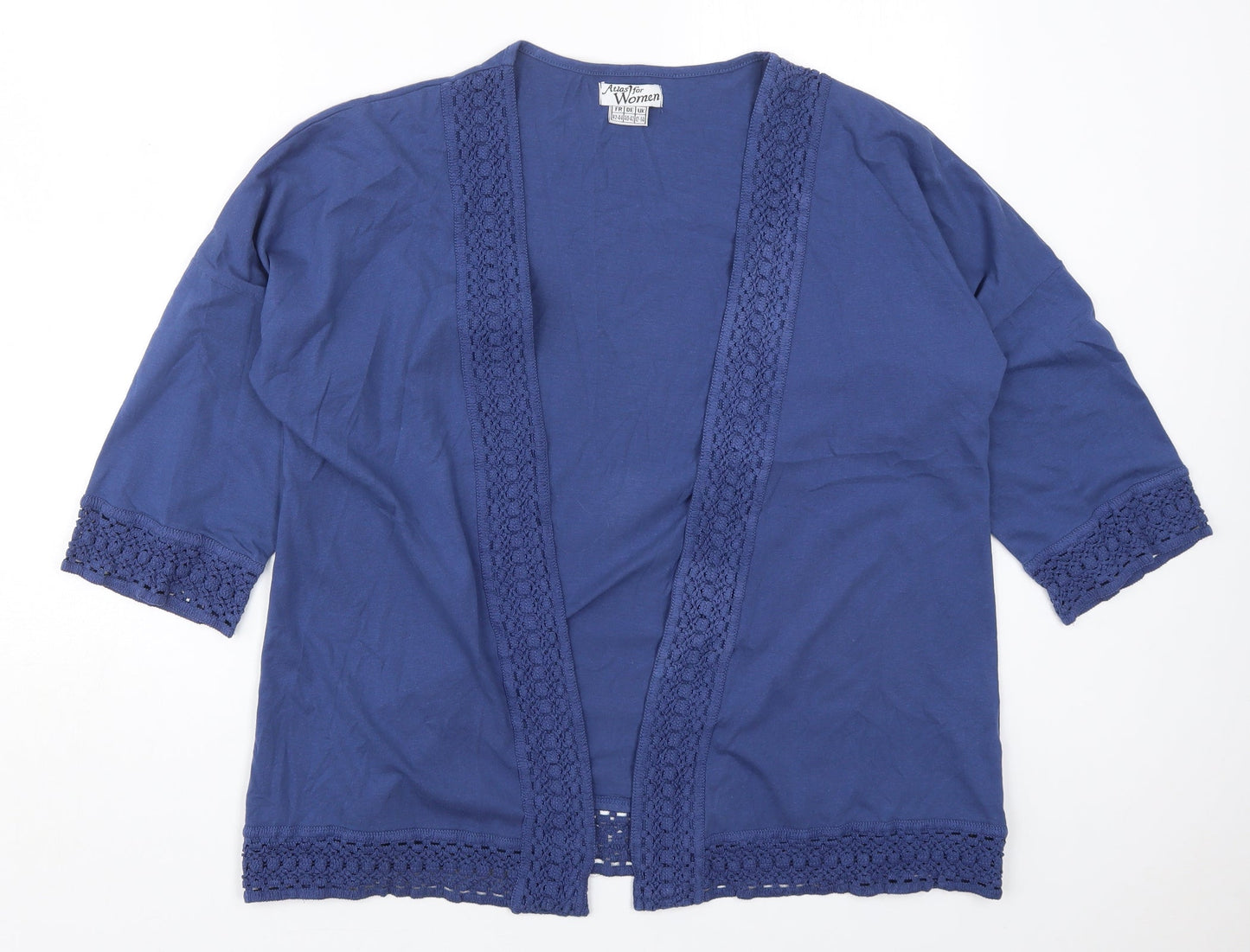 Atlas Womens Blue V-Neck  Cotton Cardigan Jumper Size 12